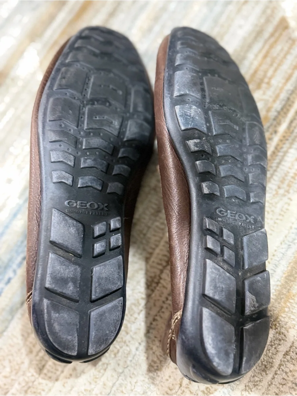 Geox Brown Pebbled Leather Slip-On Moccasins